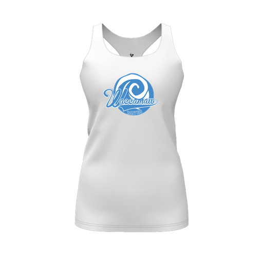 [FT0TRBWH-FYS-LOGO1] Decker Racerback Tank Top (Female Youth S, White, Logo 1)
