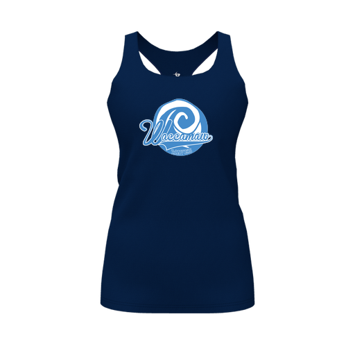 [CUS-DFW-RCBK-PER-NVY-FYS-LOGO1] Racerback Tank Top (Female Youth S, Navy, Logo 1)