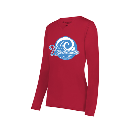 [222824.083.S-LOGO1] Ladies LS Smooth Sport Shirt (Female Adult S, Red, Logo 1)