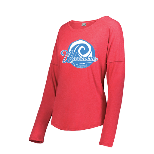 [FTLCUBRD-FAXS-LOGO1] Ladies LS Ultra-blend T-Shirt (Female Adult XS, Red, Logo 1)